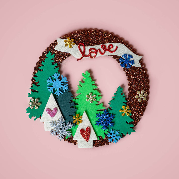 Handmade Magnetic "Love" Foam & Paper Wreath For Christmas Decoration