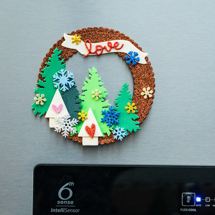 Handmade Magnetic "Love" Foam & Paper Wreath For Christmas Decoration