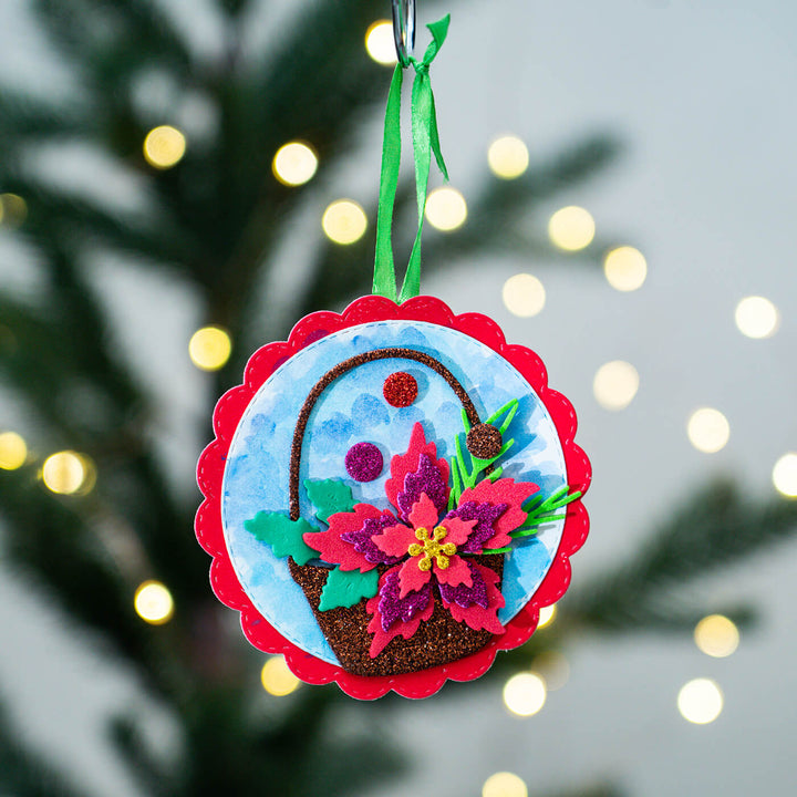 Brown Flower Basket Christmas Gift Tags - Pack of 5