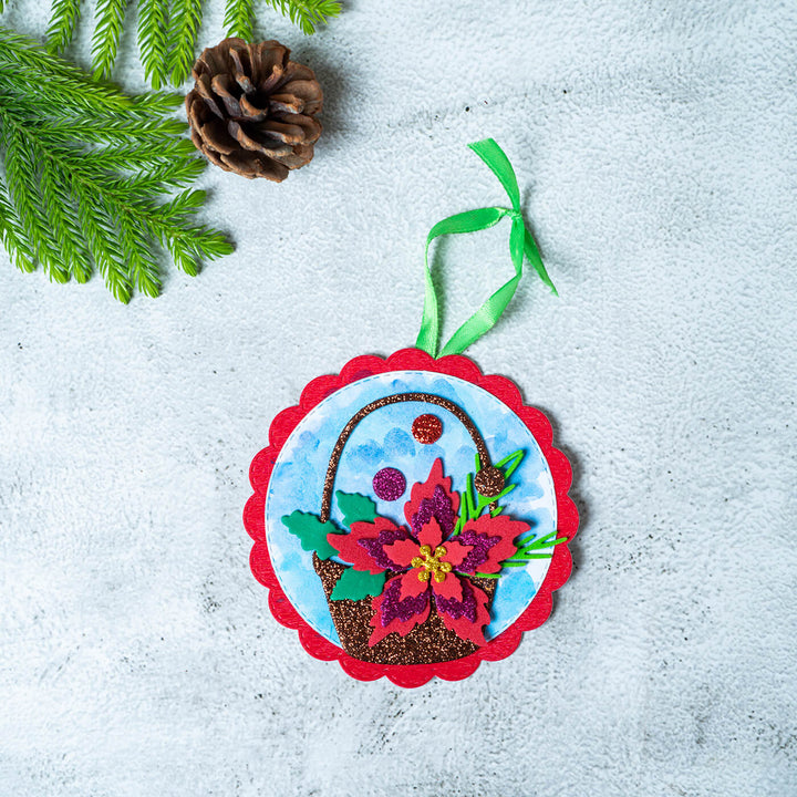 Brown Flower Basket Christmas Gift Tags - Pack of 5