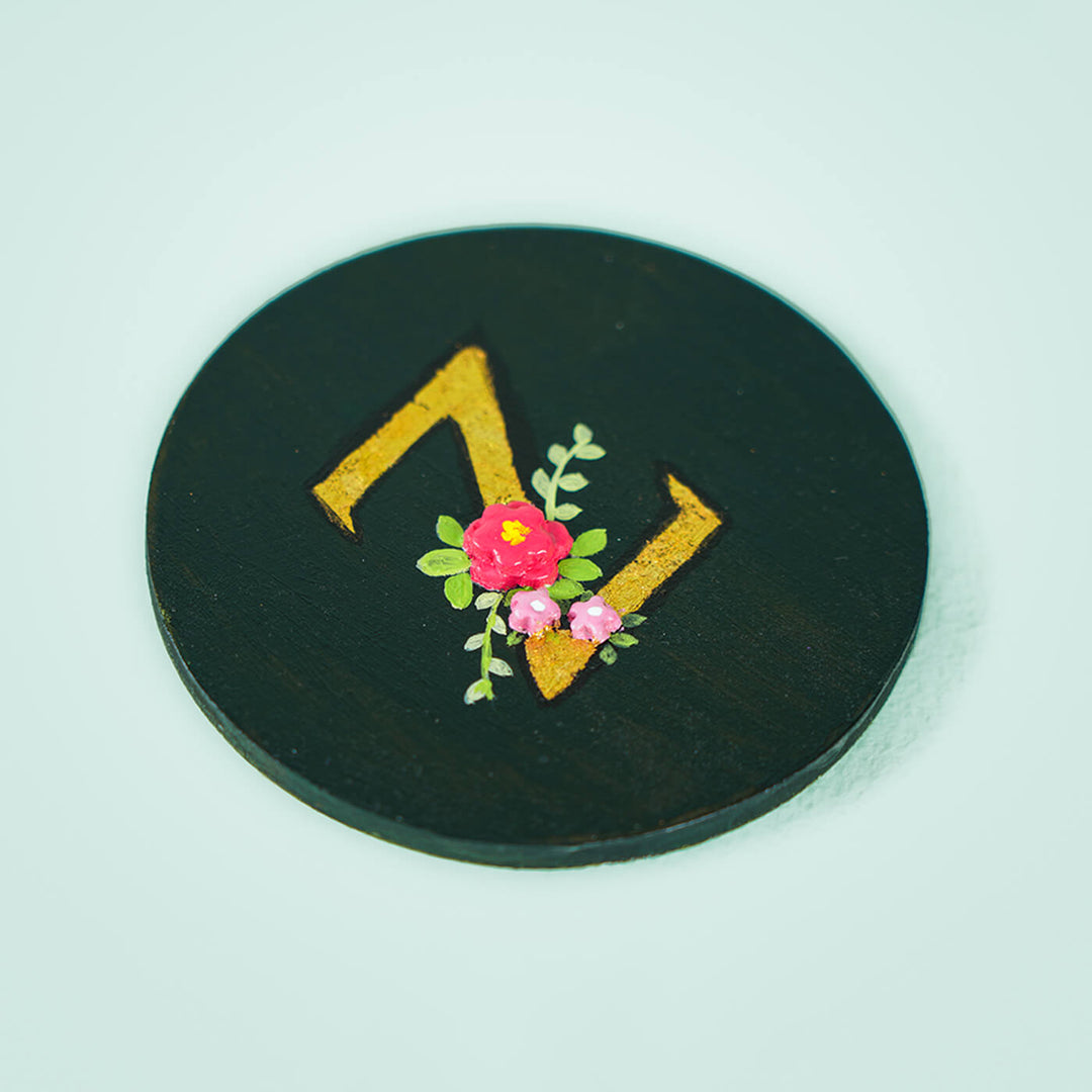 Personalized Floral Monogram Fridge Magnet