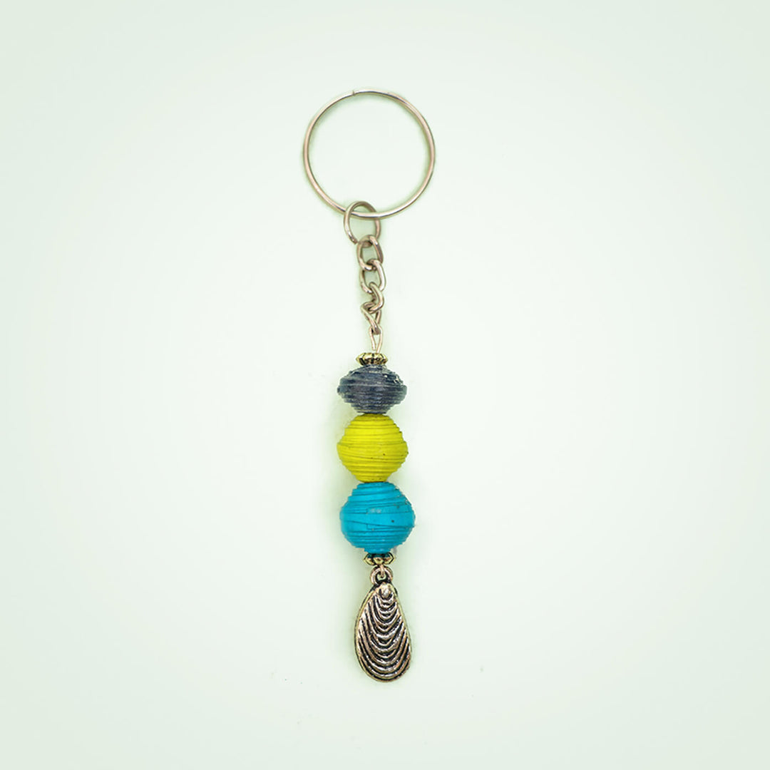 Handmade Upcycled Paper Beads Keychain