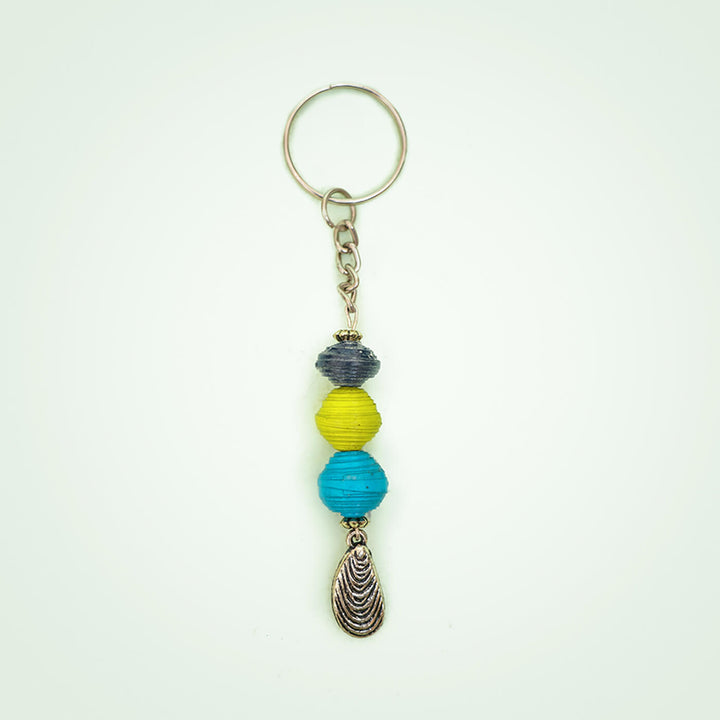 Handmade Upcycled Paper Beads Keychain