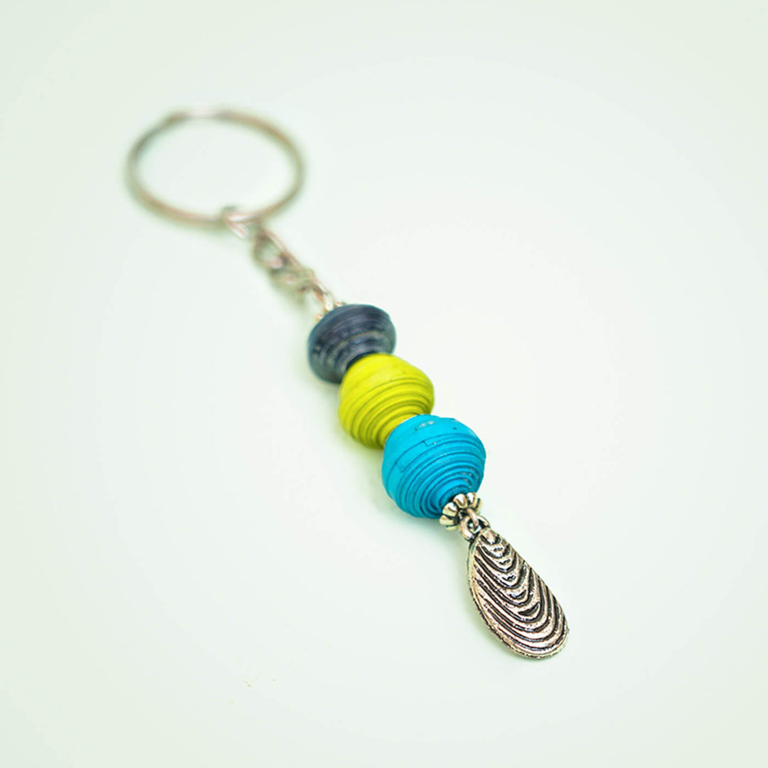 Handmade Upcycled Paper Beads Keychain