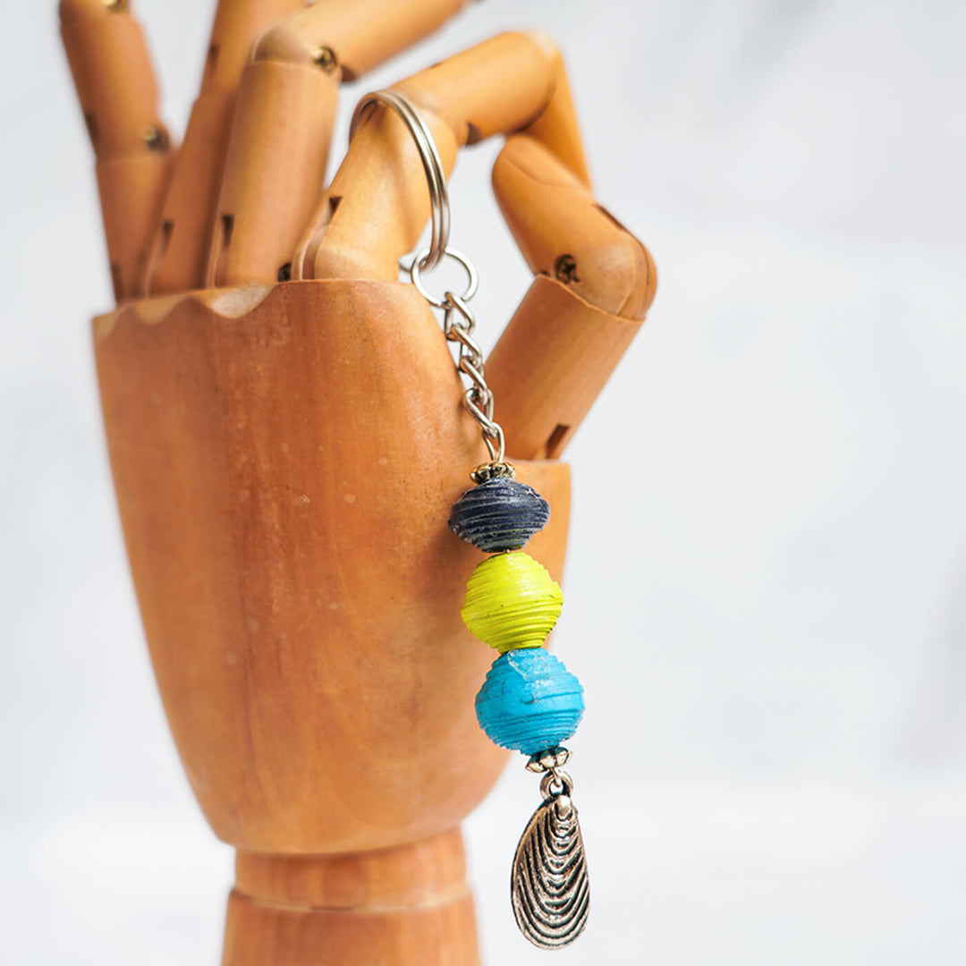 Handmade Upcycled Paper Beads Keychain