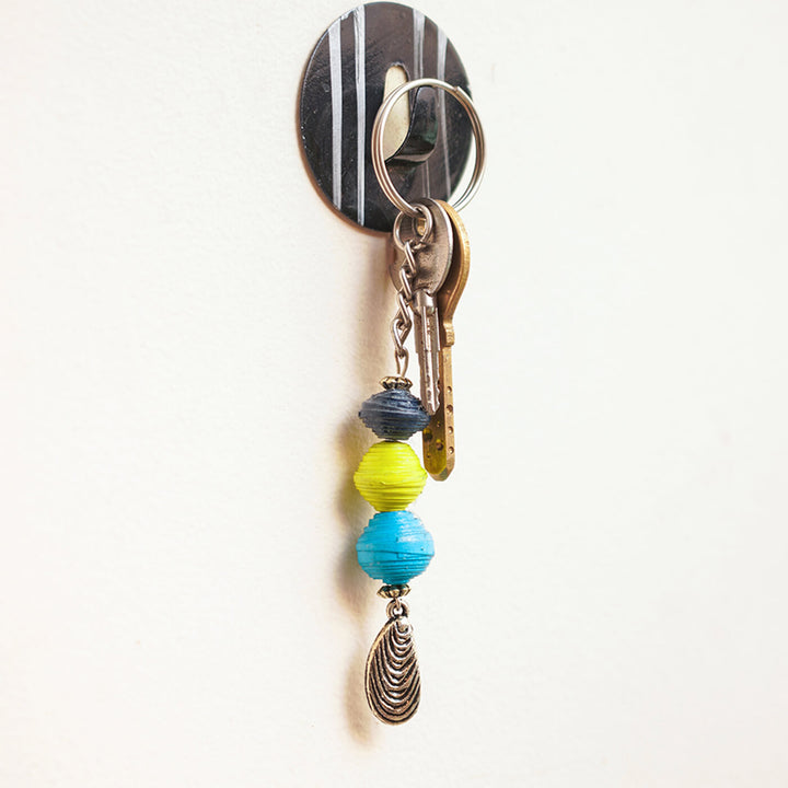 Handmade Upcycled Paper Beads Keychain