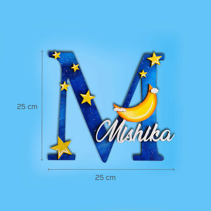 Starry Night Monogram Nameboard for Kids