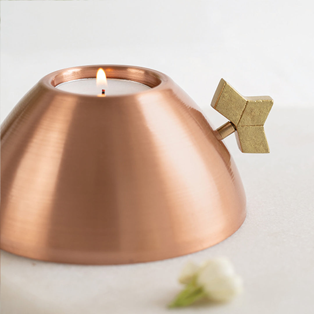 Kaju Katli-Shaped Copper Tealight