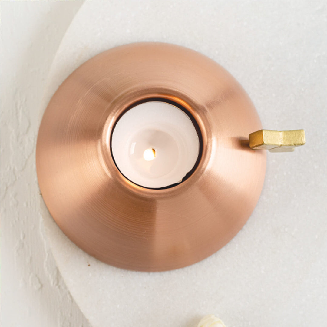 Kaju Katli-Shaped Copper Tealight
