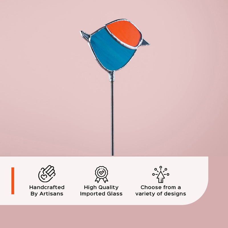 Blue & Orange Stained Glass Suncatcher - Bird