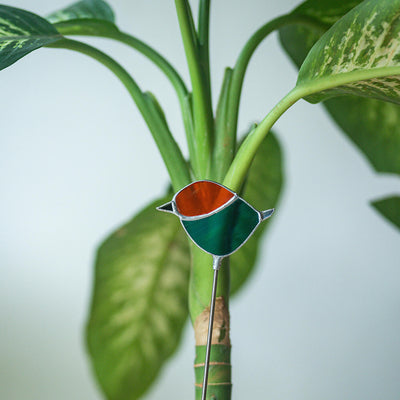 Blue & Orange Stained Glass Suncatcher - Bird