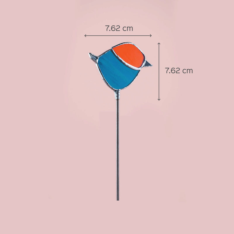 Blue & Orange Stained Glass Suncatcher - Bird