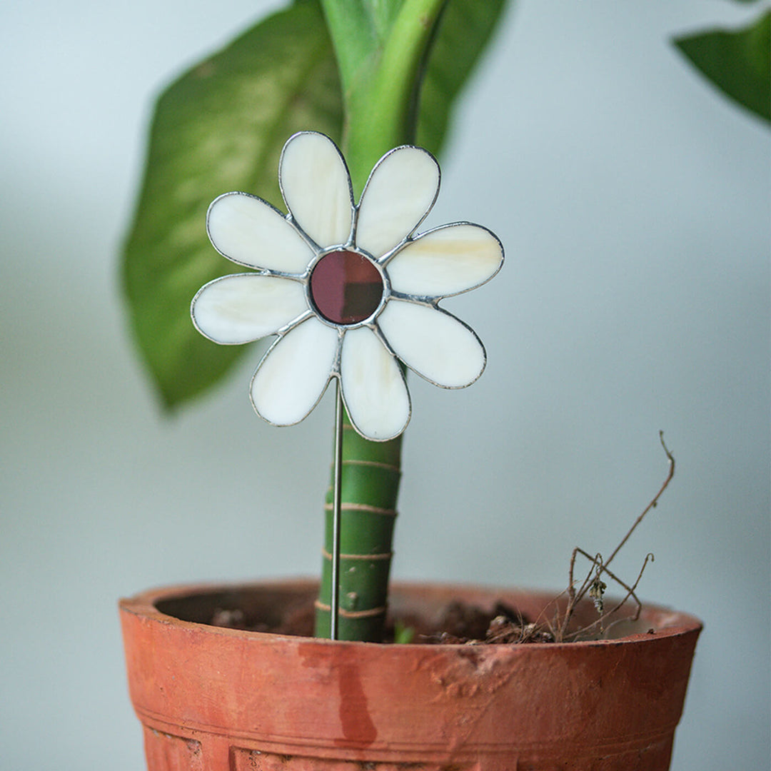 Beige Stained Glass Suncatcher - Daisy