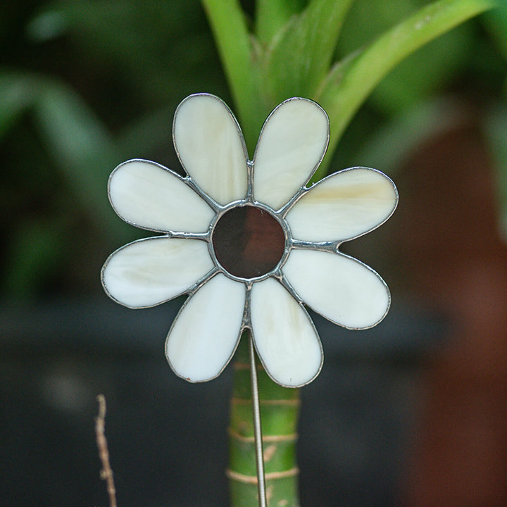 Beige Stained Glass Suncatcher - Daisy