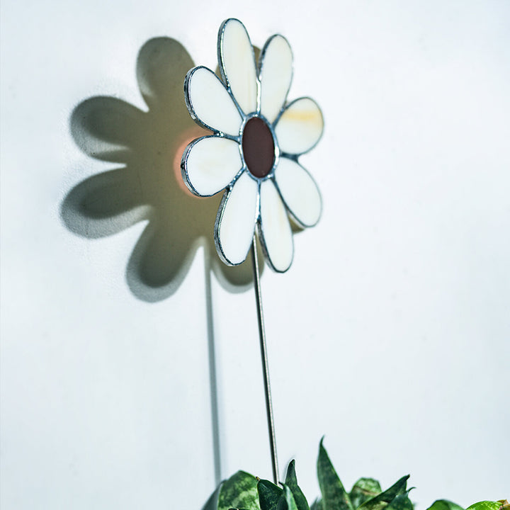 Beige Stained Glass Suncatcher - Daisy