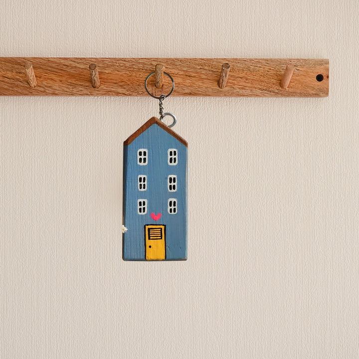 Handmade Wooden House Shaped Key Chain