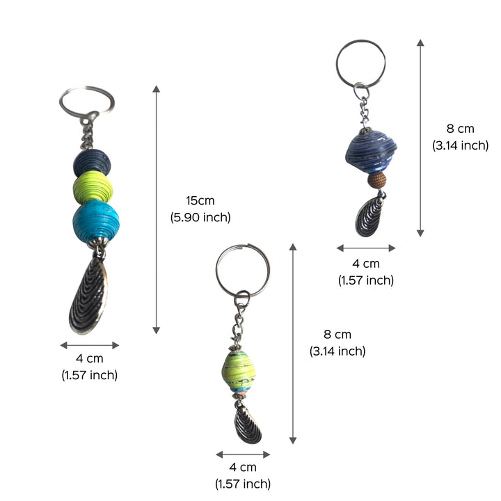 Handmade Upcycled Paper Beads Keychain