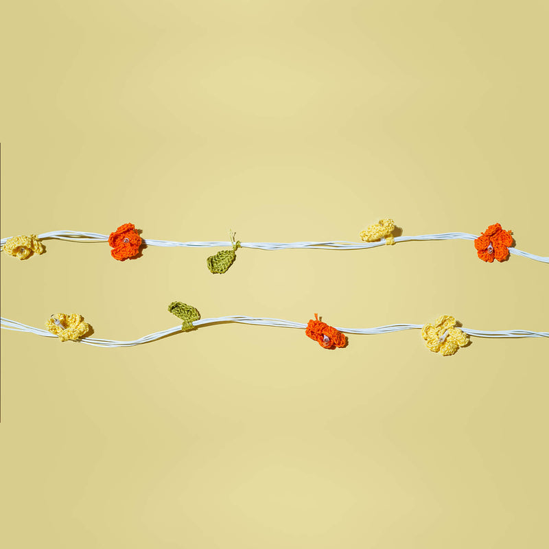 Crochet Cotton Yarn Fairy Lights - Flowers & Leaves