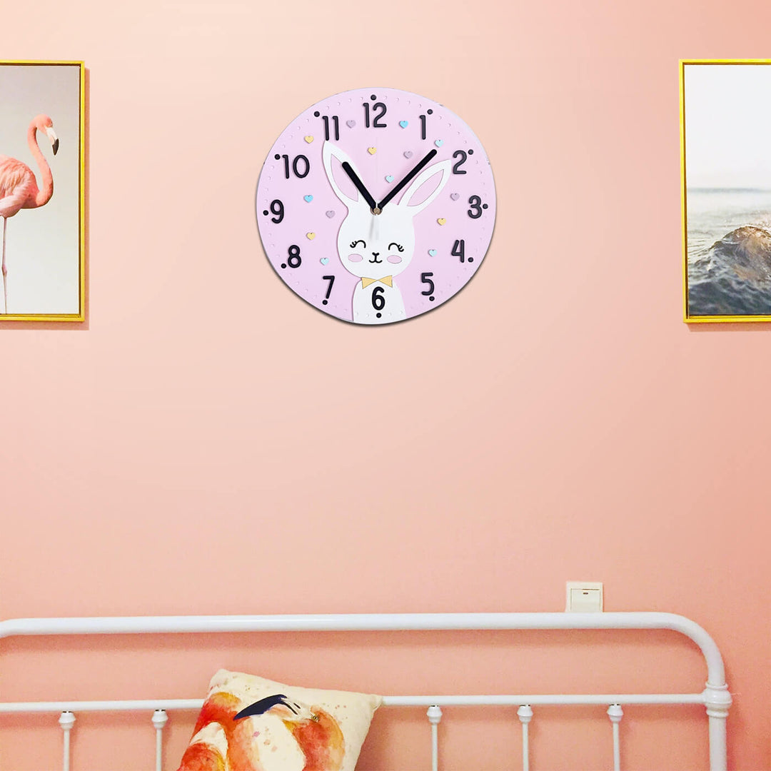 Bunny Themed Wall Clock for Kids