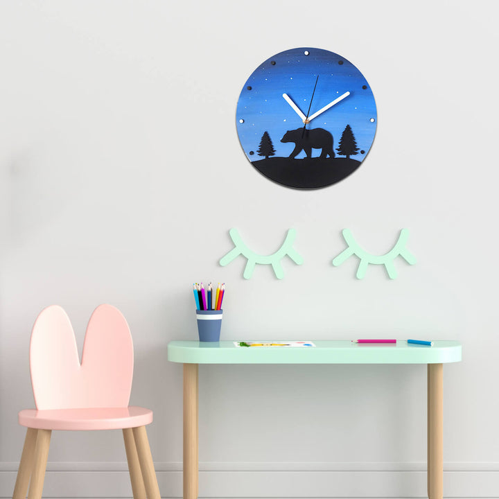 Bear Themed Wall Clock for Kids