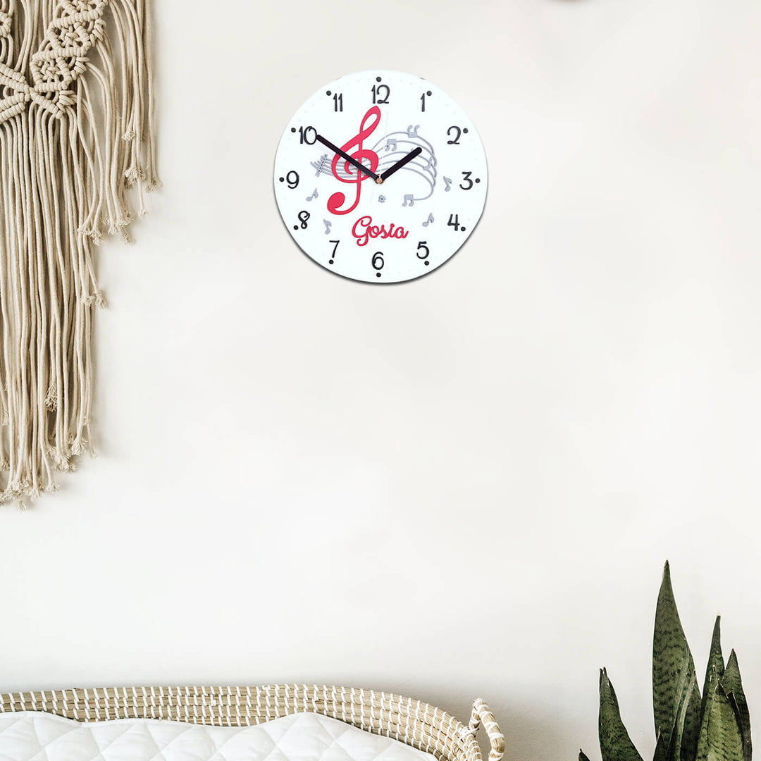 Personalized Musical Themed Wall Clock for Kids
