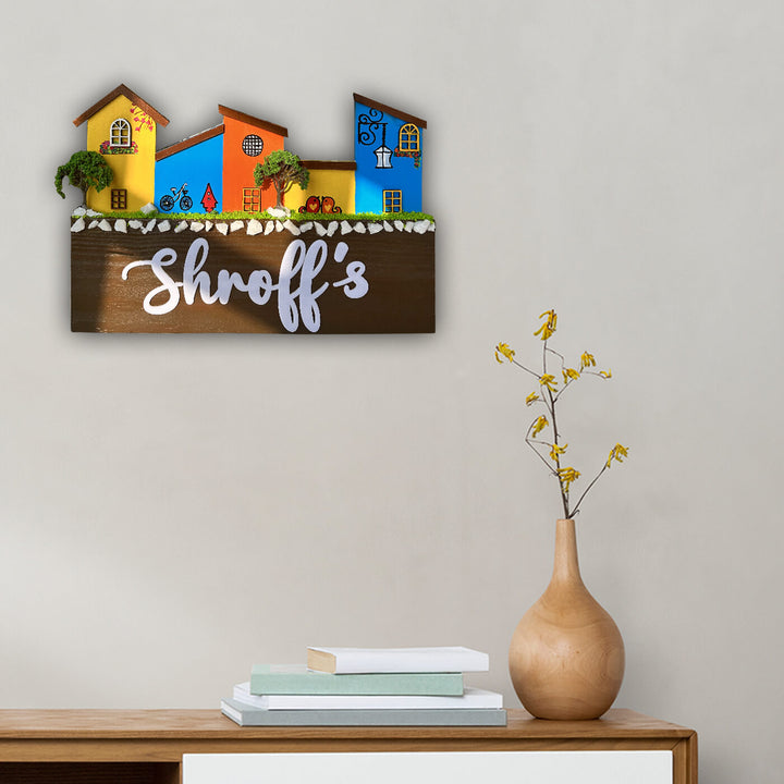 Hand Painted 3D Homes Personalised Nameplate