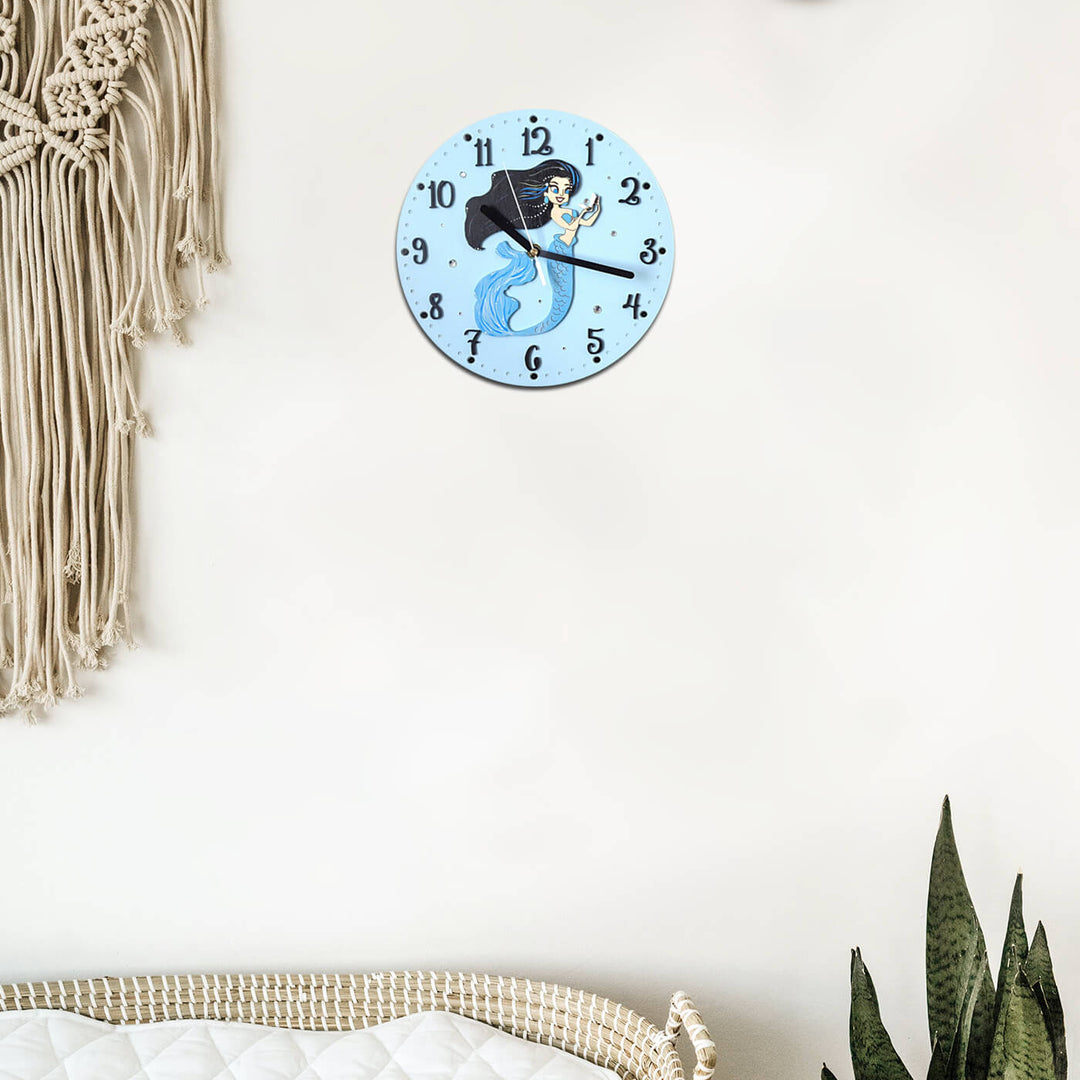 Mermaid Themed Wall Clock for Kids