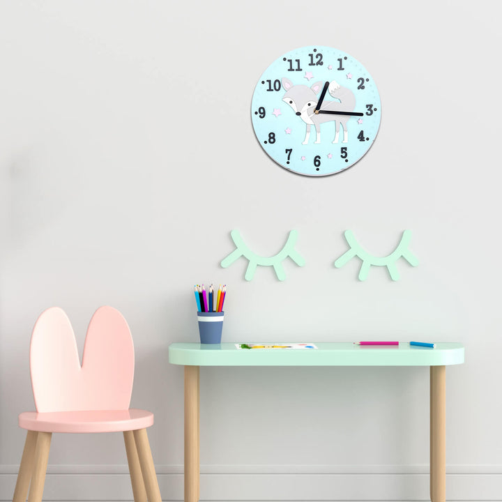 Racoon Themed Wall Clock for Kids