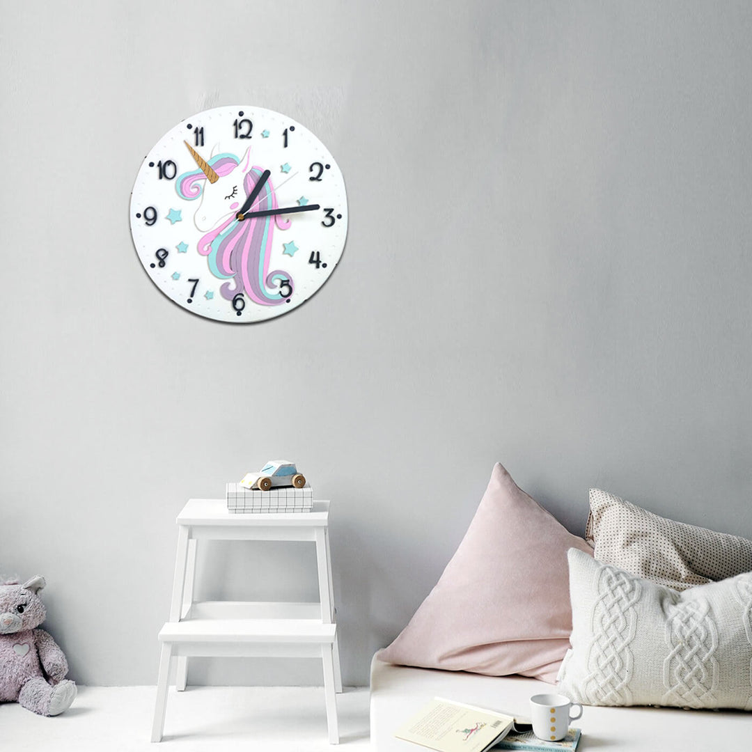 Unicorn Themed Wall Clock for Kids