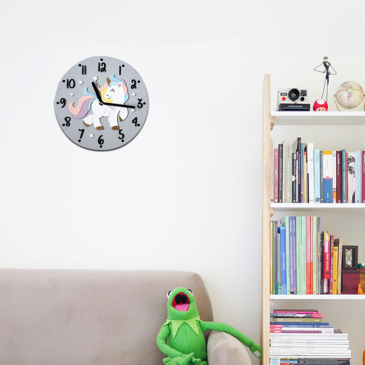 Hand Painted Unicorn Themed Wall Clock for Kids