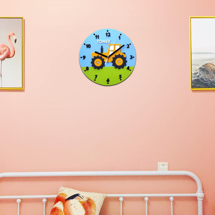 Personalized Truck Themed Wall Clock for Kids