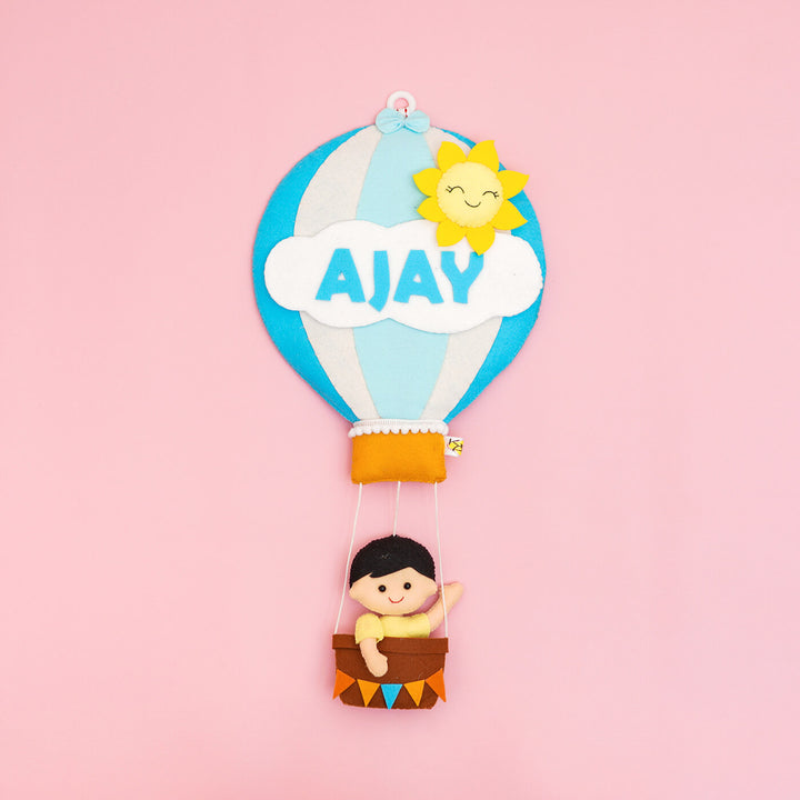 Hand-stitched Hot Air Balloon Felt Kids Nameplate