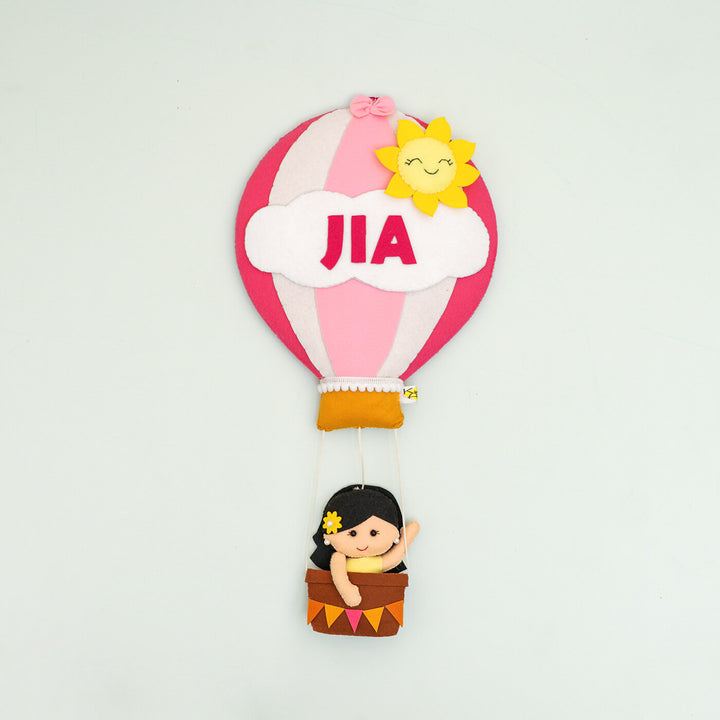 Hand-stitched Hot Air Balloon Felt Kids Nameplate