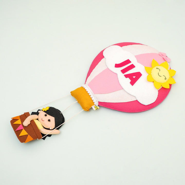 Hand-stitched Hot Air Balloon Felt Kids Nameplate - Zwende