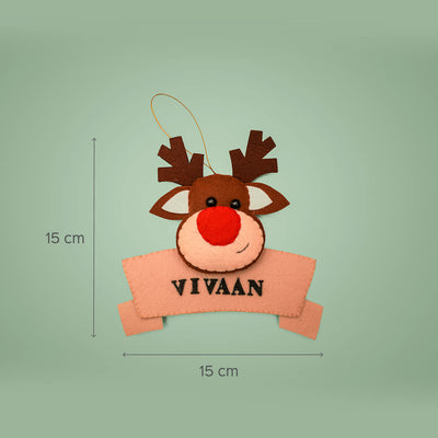 Personalised Felt Reindeer Christmas Tree Ornament
