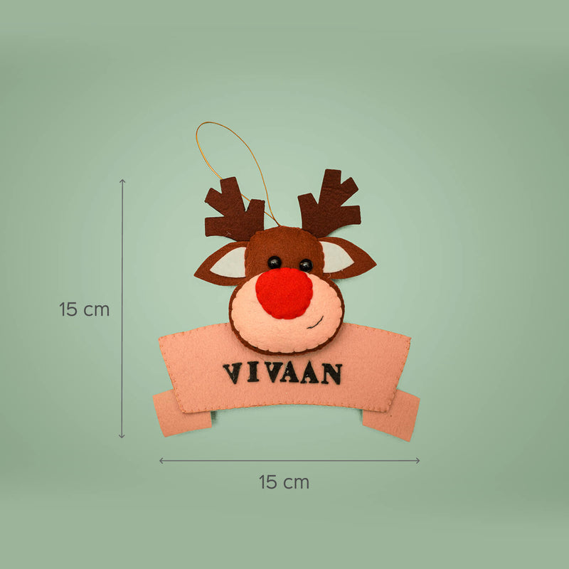 Personalised Felt Reindeer Christmas Tree Ornament