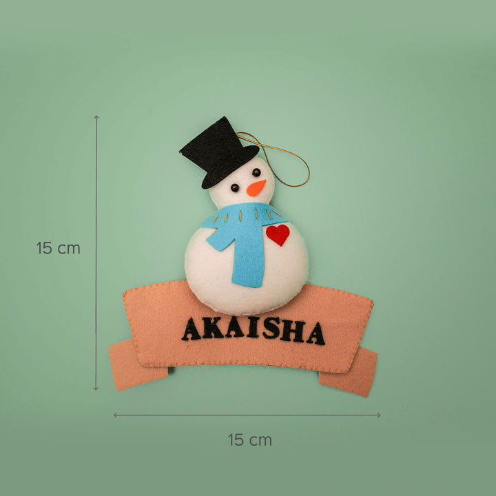 Handmade Personalized Snowman Felt Ornament For Christmas Tree Decoration