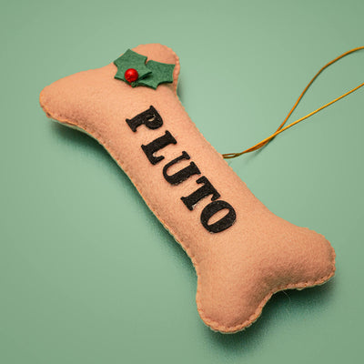 Personalised Felt Furry Kid Bone Christmas Tree Ornament