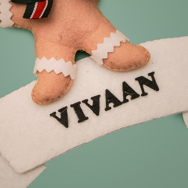 Handmade Personalized Cookieman Felt Ornament For Christmas Tree Decoration