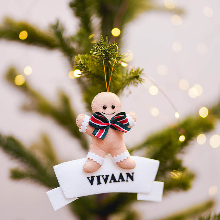 Handmade Personalized Cookieman Felt Ornament For Christmas Tree Decoration