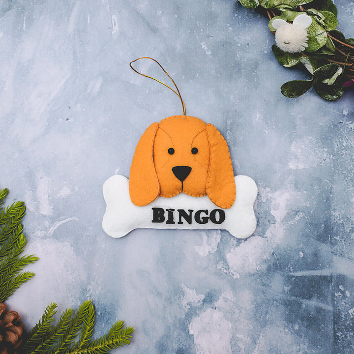 Handmade Personalized Puppy Felt Ornament For Christmas Tree Decoration