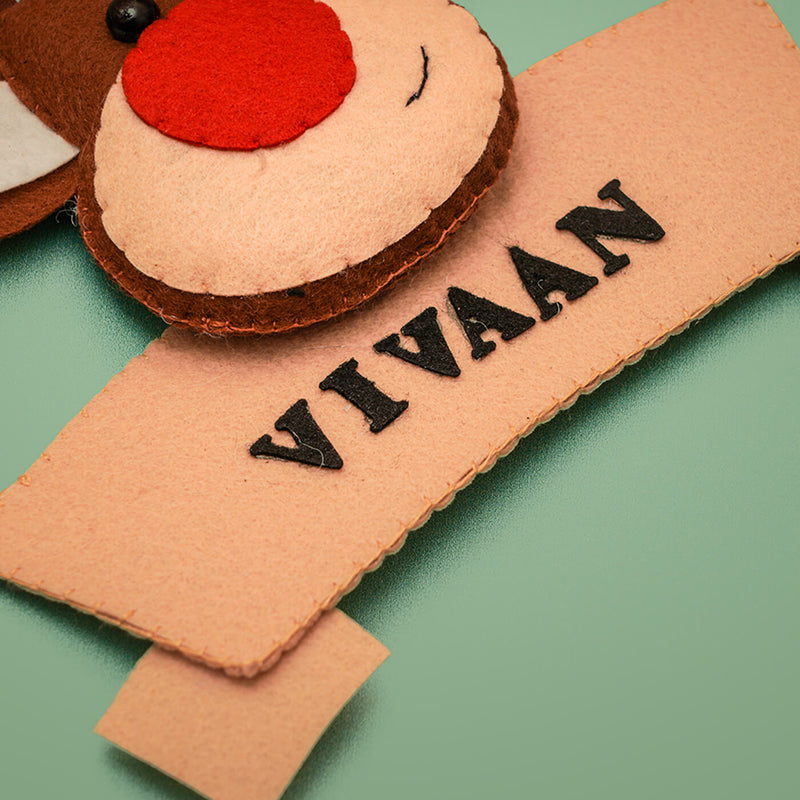 Personalised Felt Reindeer Christmas Tree Ornament