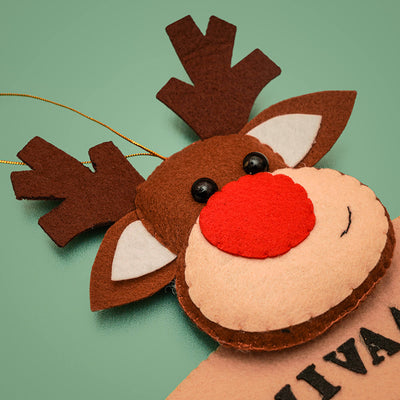 Personalised Felt Reindeer Christmas Tree Ornament
