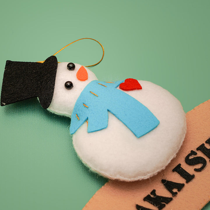 Handmade Personalized Snowman Felt Ornament For Christmas Tree Decoration
