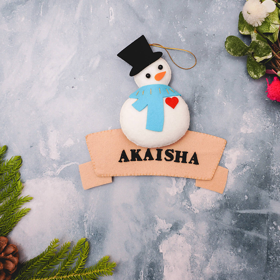 Handmade Personalized Snowman Felt Ornament For Christmas Tree Decoration