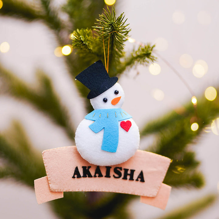 Handmade Personalized Snowman Felt Ornament For Christmas Tree Decoration