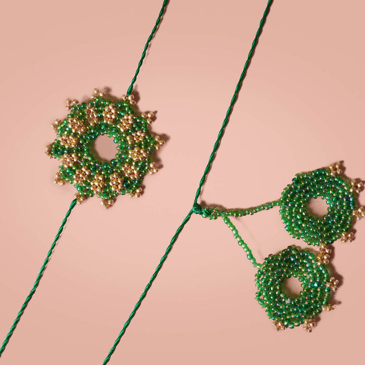 Handcrafted Bhaiya Bhabhi Rakhi Set With Roli Chawal | Set of 2