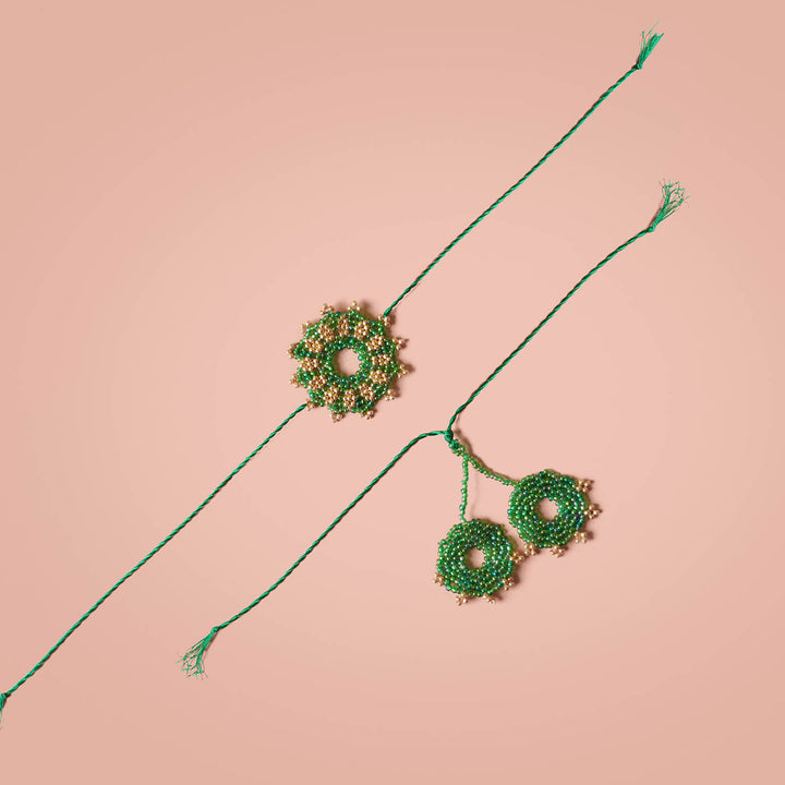 Handcrafted Bhaiya Bhabhi Rakhi Set With Roli Chawal | Set of 2