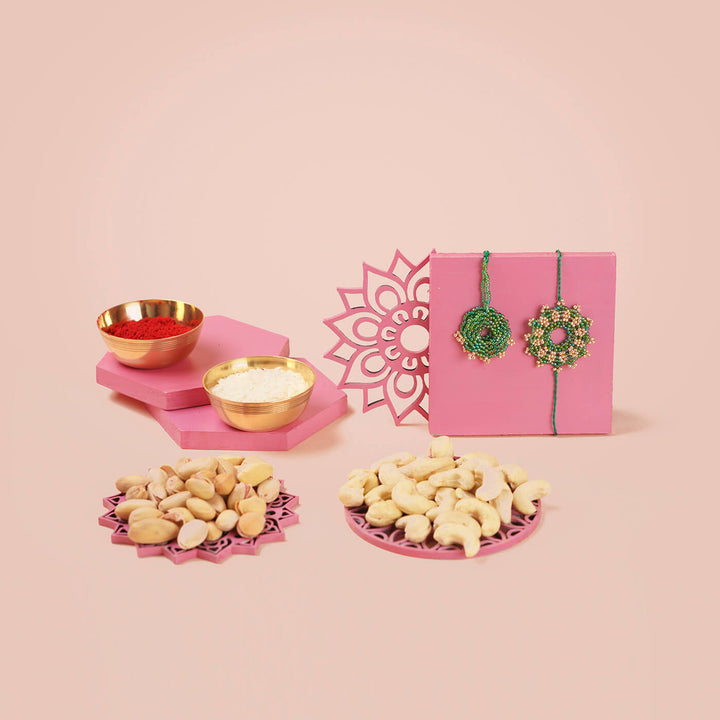 Handcrafted Bhaiya Bhabhi Rakhi Set With Roli Chawal | Set of 2