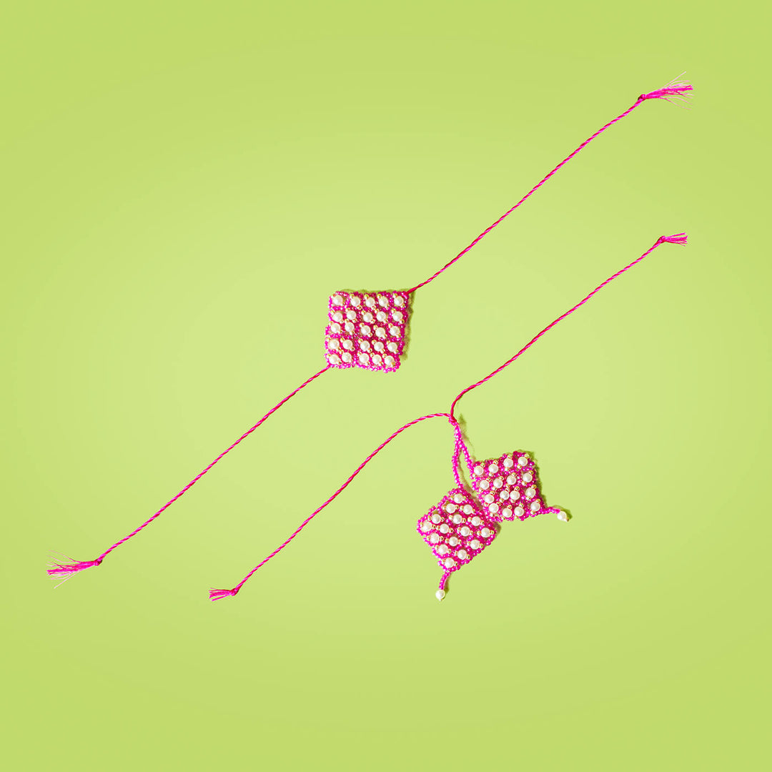 Handcrafted Bhaiya Bhabhi Rakhi Set With Roli Chawal | Set of 2